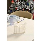 Bej Kafes Peçetelik, Kafe Cafe, Restoran, Otel, Dekoratif Peçetelik Hediyelik - Metal Paslanmaz - Beyaz