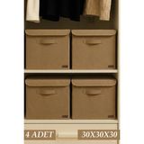 Bej Kapaklı Kumaş Dolap Içi Düzenleyici Kutu 30X30X30 Cm, Katlanabilir - Seçenek 1 - Antrasit