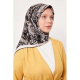 Bej Karışık Retro Twill İpek Eşarp