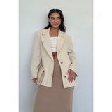 Bej Keten Blazer Kadın Ceket MG2443 - S