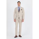 Bej Kırlangıç Yaka Kelebek Astar 6 Drop Slim Fit Beli Lastikli Takım Elbise 1001250176 - Koyu Bej - 54