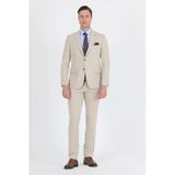 Bej Kırlangıç Yaka Örme Beli Lastikli 6 Drop Slim Fit Kelebek Astar Esnek Takım Elbise 1001250176