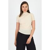 Bej Kısa Kol Büzgülü Sandy Bluz 2417 - M