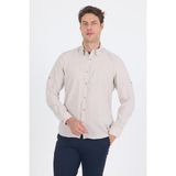 Bej Kısalabilir Kol Smart Biritli Yaka Cepsiz Slim Fit Gömlek 1004250224