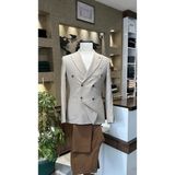 Bej Kruvaze Slim Fit Erkek Ceket (Astarsız) - 58