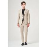 Bej Mono Yaka 6 Drop Slim Fit Beli Lastikli Takım Elbise 1001260194