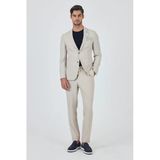 Bej Mono Yaka 6 Drop Slim Fit Esnek Beli Lastikli Takım Elbise 1001250174