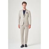 Bej Mono Yaka 6 Drop Slim Fit Esnek Beli Lastikli Takım Elbise 1001260165