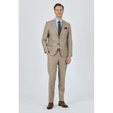 Bej Mono Yaka 6 Drop Slim Fit Tam Astar Yünlü Takım Elbise 1001250175