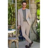 Bej Mono Yaka 6 Drop Slim Fit Yarım Astar Esnek Takım Elbise 1001260162