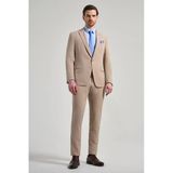 Bej Mono Yaka Beli Lastikli 6 Drop Slim Fit Tam Astar Esnek Takım Elbise 1001250155