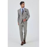 Bej Mono Yaka Ekoseli 4 Drop Comfort Fit Tam Astar Esnek Takım Elbise 1001250159