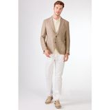 Bej Mono Yaka Slim Fit Erkek Ceket - 52