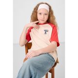 Bej O Yaka Pamuklu Baskılı Oversize Fit Kız Çocuk T-Shirt - 75179 - 12 - 13 Yaş