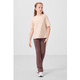 Bej Pamuklu O Yaka Oversize Fit Baskılı Kız Çocuk T-Shirt - 75178