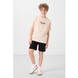 Bej Pamuklu Yumuşak Dokulu Oversize Baskılı Erkek Çocuk T-Shirt - 11285