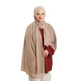 Bej Pratik Hazır Geçmeli Bone Şal Şifon Düz 2506_12
