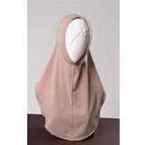 Bej Pratik Hazır Geçmeli Genç Tesettür Bone Sandy Kumaş Düz Hijab 2312_12