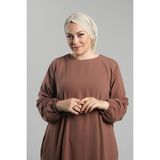 Bej Pratik Hazır Geçmeli Tesettür Bone Sandy Büzgülü Salaş 2119_12 - Standart