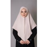 Bej Pratik Hazır Geçmeli Tesettür Eşarp Aerobin Kumaş Düz Hijab 2309_12