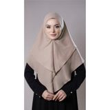 Bej Pratik Hazır Geçmeli Tesettür Eşarp Pamuk Caz Kumaş Çift Katlı Düz Hijab 2303_12