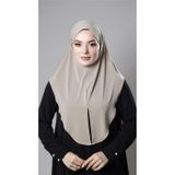 Bej Pratik Hazır Geçmeli Tesettür Eşarp Sandy Kumaş Yırtmaçlı Düz Hijab 2310_12