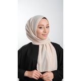 Bej Pratik Hazır Geçmeli Tesettür Şal Örme Kumaş Sade 2118_12