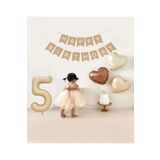 Bej Rakam Folyo Balon Retro Kalp Folyo Balon Seti Kraft Gold Altın Happy Birthday Yazı Banner, 787545527