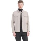Bej Regular Fit Gömlek Yaka Casual Süet Deri Mont - XL
