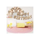 Bej Rengi Happy Birthday Folyo Balon Set, 43456547547