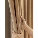 Bej Renk Keten Dokulu Yüksek Kalite Fon Perde Ekstrafor Büzgülü - 150 x 260 cm