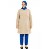 Bej Renkli Çiçek Desenli Tunik
