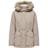 Bej Renkli Only Kadın Parka Uzun Kol Kapüşonlu %100 Polyester Düz Desen ile Şık 15293847 - XS