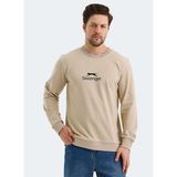 Bej Renkli Slazenger Erkek Sweatshirt Uzun Kol Klasik Stil Normal Kalıp