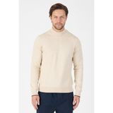 Bej Saf %100 Pamuk Erkek Yarım Balıkçı Yaka Triko Kazak - 2XL