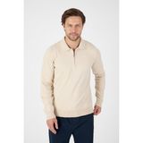 Bej Saf %100 Pamuk Erkek Yarım Fermuarlı Polo Yaka Triko Kazak - XL