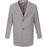 Bej Slim Fit Ceket Yaka Yünlü Kaşe Palto