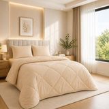 Bej Soft Silikon Yorgan Çift Kişilik 195 * 215 - 100 x 135 cm - (DipCamo)Charcoal-White