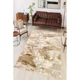 Bej Soyut Desen Baskılı Kaymaz Yıkanabilir Salon Oturma Odası Mutfak Balkon Halısı Yolluk 50 X 60 Cm Bej