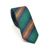 Bej Verev Desenli Zümrüt Yeşil Dokuma Kumaş Mendilli Slim Fit Kravat // SDK-2505-7 GF2508-SDK2505-7