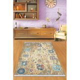 Bej Vintage Dokuma Pamuk Tabanlı Kaymaz Kilim Klm301