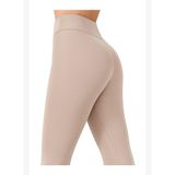 Bej Yüksek Bel Toparlayıcı Spor Tayt Basics
