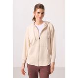 Bej Yumuşak Dokulu Kapüşonlu Oversize Kadın Tunik Sweatshirt - 97302
