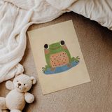 Bej Zeminli Kurbağa Çocuk Odası Duvar Posteri Çerçeveli Tablo Duvar Dekorasyonu - 30 x 40 - Çerçevesiz Poster