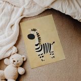 Bej Zeminli Zebra Çocuk Odası Duvar Posteri Çerçeveli Tablo Duvar Dekorasyonu - 21 x 30 - Çerçevesiz Poster