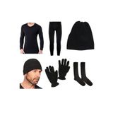 Bejamonti Erkek Termal İçlik Takımı, Polar Bere, Boyunluk, Eldiven, Kışlık Çorap, Siyah, 3XL Termal İçlik Takım