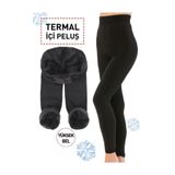 bejamonti Kadın Içi Peluşlu Kışlık Termal Tayt Içlik Siyah Peluş Tayt Içi Polar Termal Taytı, SİYAH, s