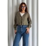 Bejna Kadın Basic Body Detaylı Kolyeli Gömlek - Haki