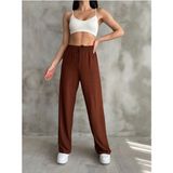 Bejna Kadın Palazzo Pantolon Beli Lastikli Bol Kesim Polyester Karışımlı Model BJN226 - XL - Kahverengi