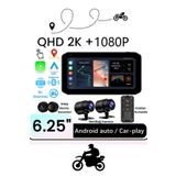 BEKAZE 6.25'' 2K Dokunmatik Ekranlı Su Geçirmez Motosiklet CarPlay GPS - 2 Kameralı, Lastik Basınç Sensörlü